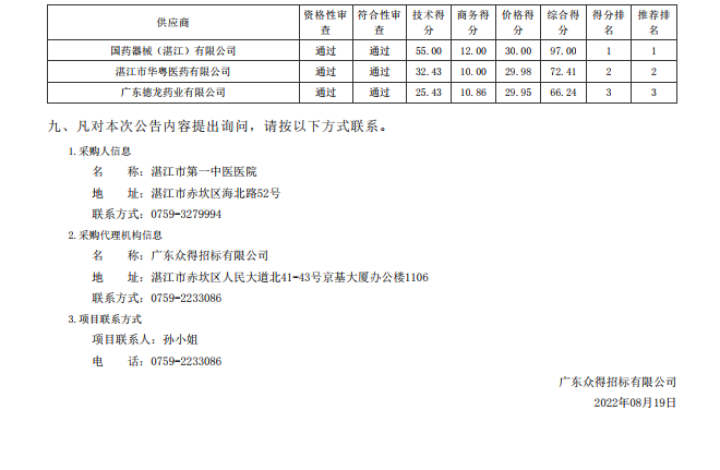 湛江市第一中医医院医疗设备采购项目【项目编号：ZDZJ22-Z21116】中标 公告(图2)