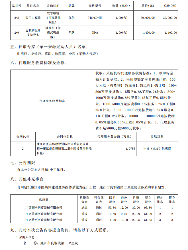 廉江市医共体建设暨防控体系能力提升工程—廉江市良垌镇第二卫生院设备采购项目【项目编 号：ZDZJ23-Z05030】（包 2）结果公告(图2)