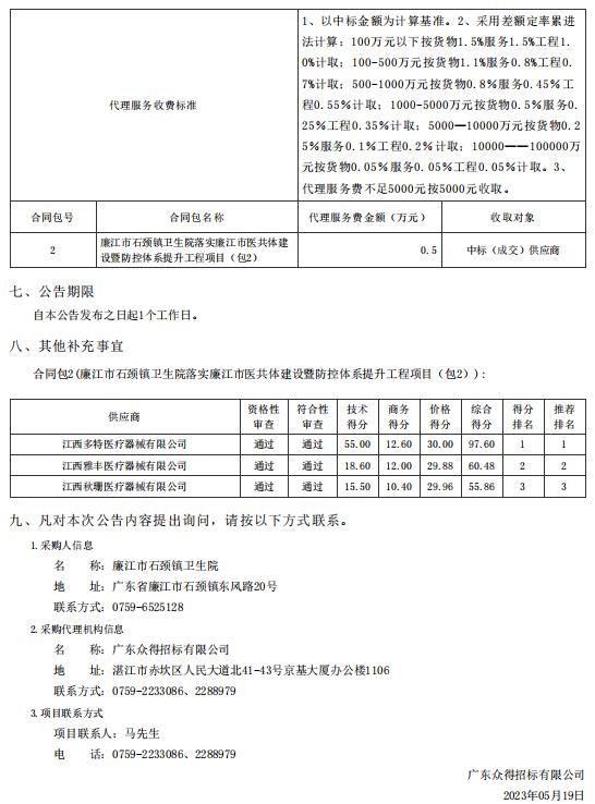 廉江市石颈镇卫生院落实廉江市医共体建设暨防控体系提升工程项目【项目编号：ZDZJ23一 Z66023】包2结果公告(图2)